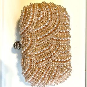 Elegant Pearl-Embellished Clutch